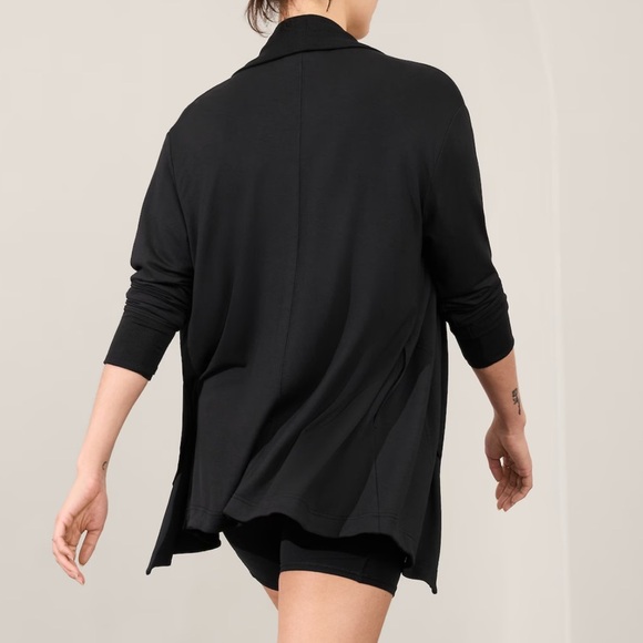Athleta Black Pranayama Restore Wrap Cardigan Sweater Womens Large Open Front - Picture 3 of 9